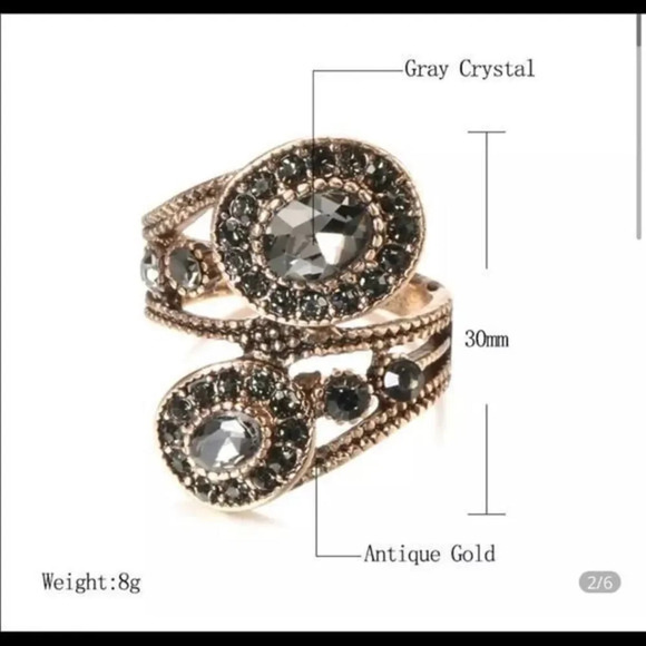 Boho Crystal Ring Antique NWBOX - Picture 2 of 9